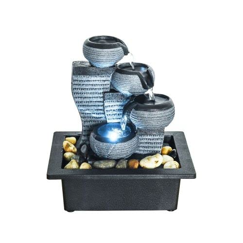 10-Inch 4-Tier Desktop Water Fountain with Submersible Pump - Indoor Zen Decor for Office & Home | Perfect for Meditation, Relaxation & Romantic Ambiance | Creates Soothing Water Sounds for Stress Relief & Focus