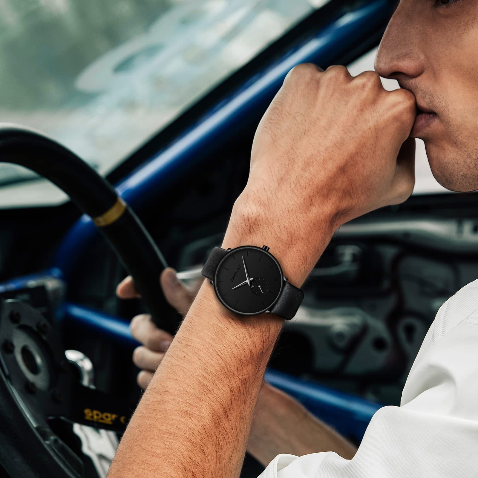 Ultra-Thin Minimalist Men's Watch - Waterproof Leather Band for Dress & Casual Wear