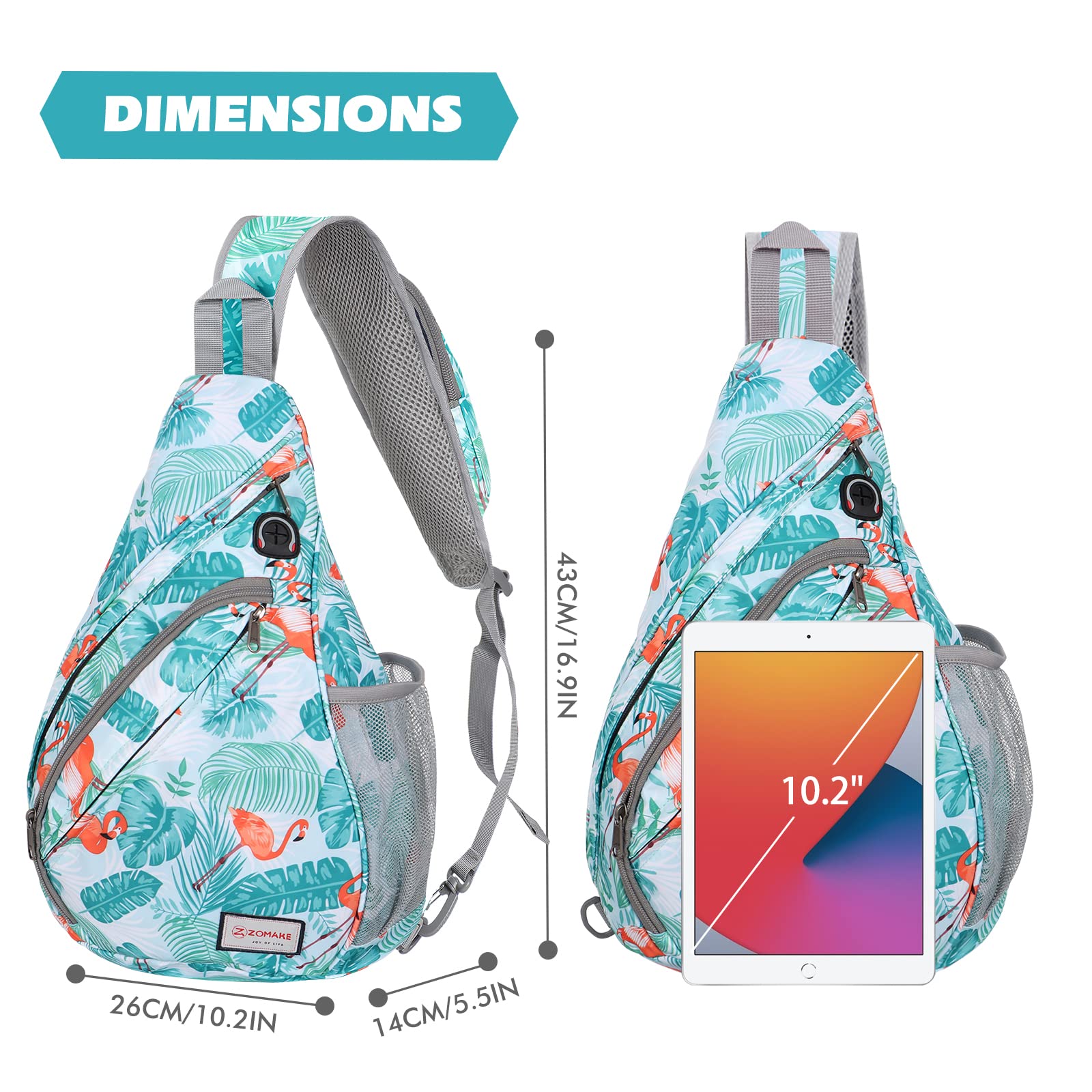 ZOMAKE Lightweight Sling Bag for Men & Women - Adjustable Crossbody Shoulder Chest Pack - Perfect for Travel, Hiking, Gym & Everyday Use | Compact Daypack with Multiple Pockets for Phone, Wallet & Essentials