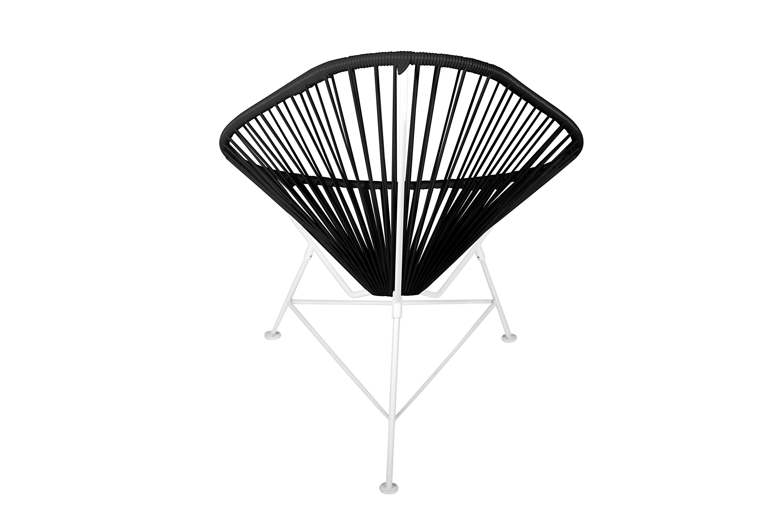 Innit Designs Baby Acapulco Chair - Black Woven Rattan on White Metal Frame - Perfect for Nursery, Patio, and Indoor Decor