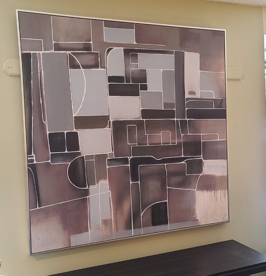 Dramatic Squares Canvas Art by Charlene Lynch - Modern Abstract Wall Decor for Living Room, Bedroom & Office