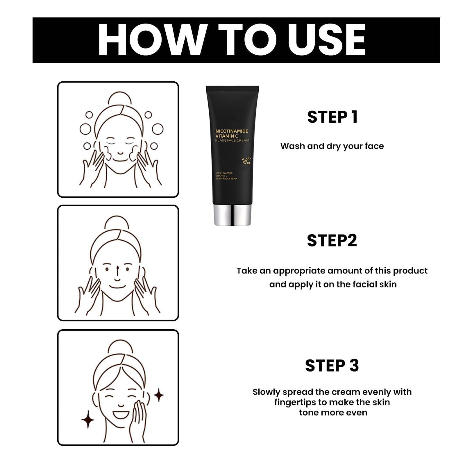 Niacinamide Vitamin C Black Tube Cream for Skin - Multifunctional Hydrating Niacinamide Makeup Cream, Niacinamide Vitamin C Facial Cream, Nicotinamide with Vitamin C (1pc) - Perfect for Daily Skincare & Makeup Routine