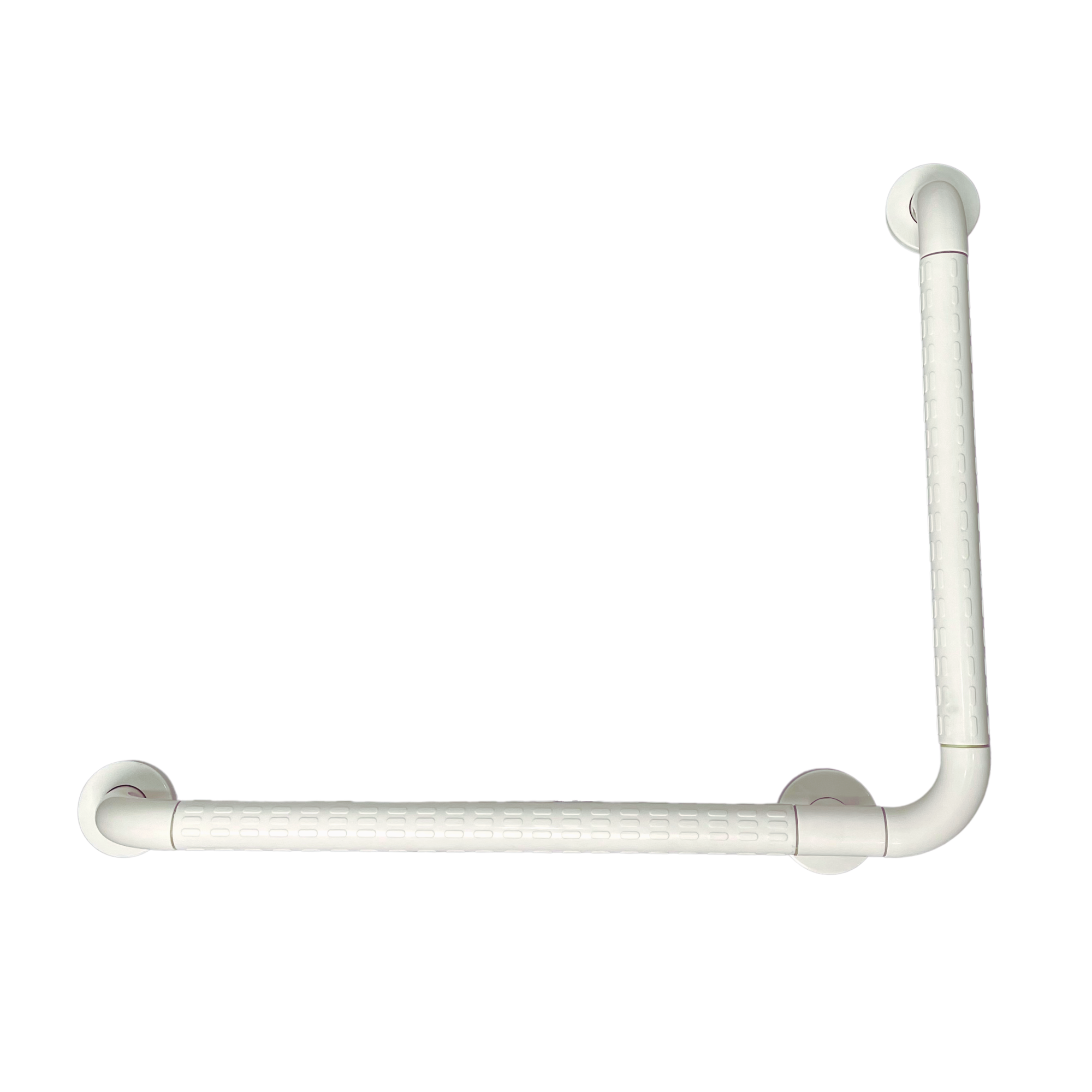HappyBath Stainless Steel Nylon L-Shaped Grab Bar for Bathroom Safety - ADA Compliant Shower Handle for Elderly & Disabled (18 Inch, Brushed Nickel)
