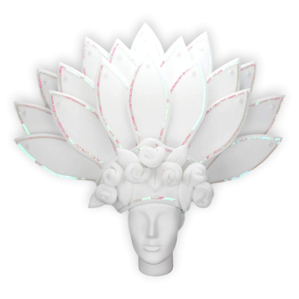 FOAM PARTY HATS: Elegant White Flower & Feather Bridal Crown Headband - Wedding Hair Accessories for Bride, Bachelorette Party & Bridal Shower - Perfect for Beach Weddings, Garden Ceremonies & Photo Shoots