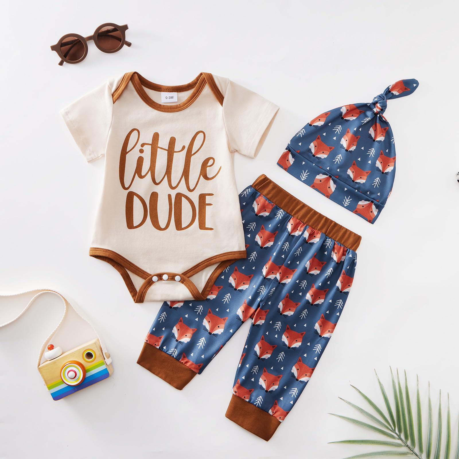 SYNPOS Baby Boy Clothes Set - Cute Animal Print Short Sleeve Outfit for Newborn & Infant (0-3M 3-6M 6-12M 12-18M) - Perfect for Daily Wear, Photo Shoots & Special Occasions