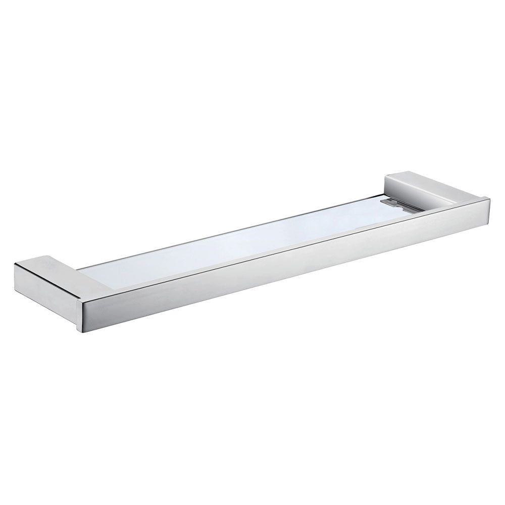Fienza 89007 Koko Glass Shelf 510mm (20 Inches) - Chrome Finish Bathroom & Kitchen Storage Shelf for Modern Home Organization