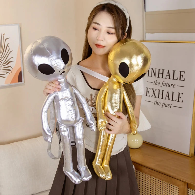 60cm Fashion Alien Backpack - PU ET Extraterrestrial Soft Plush Doll Toy | Cute Stuffed Animal Gift for Kids & Children | Perfect for School, Cosplay and Birthday Parties