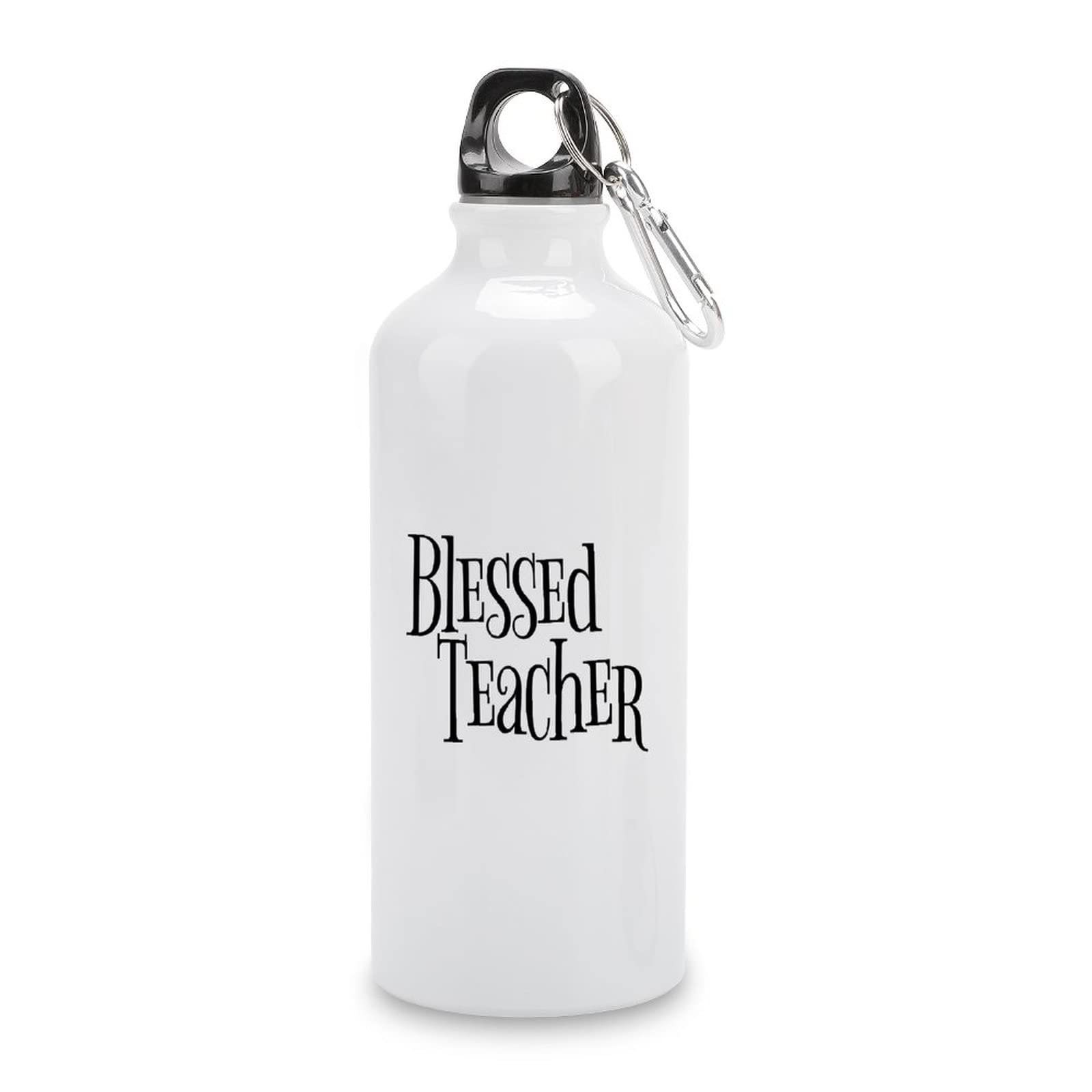 20oz Insulated Aluminum Sports Water Bottle with Carabiner Clip - Leakproof & BPA-Free for Gym, Hiking & School - Funny Blessed Teacher Gift Idea (White)