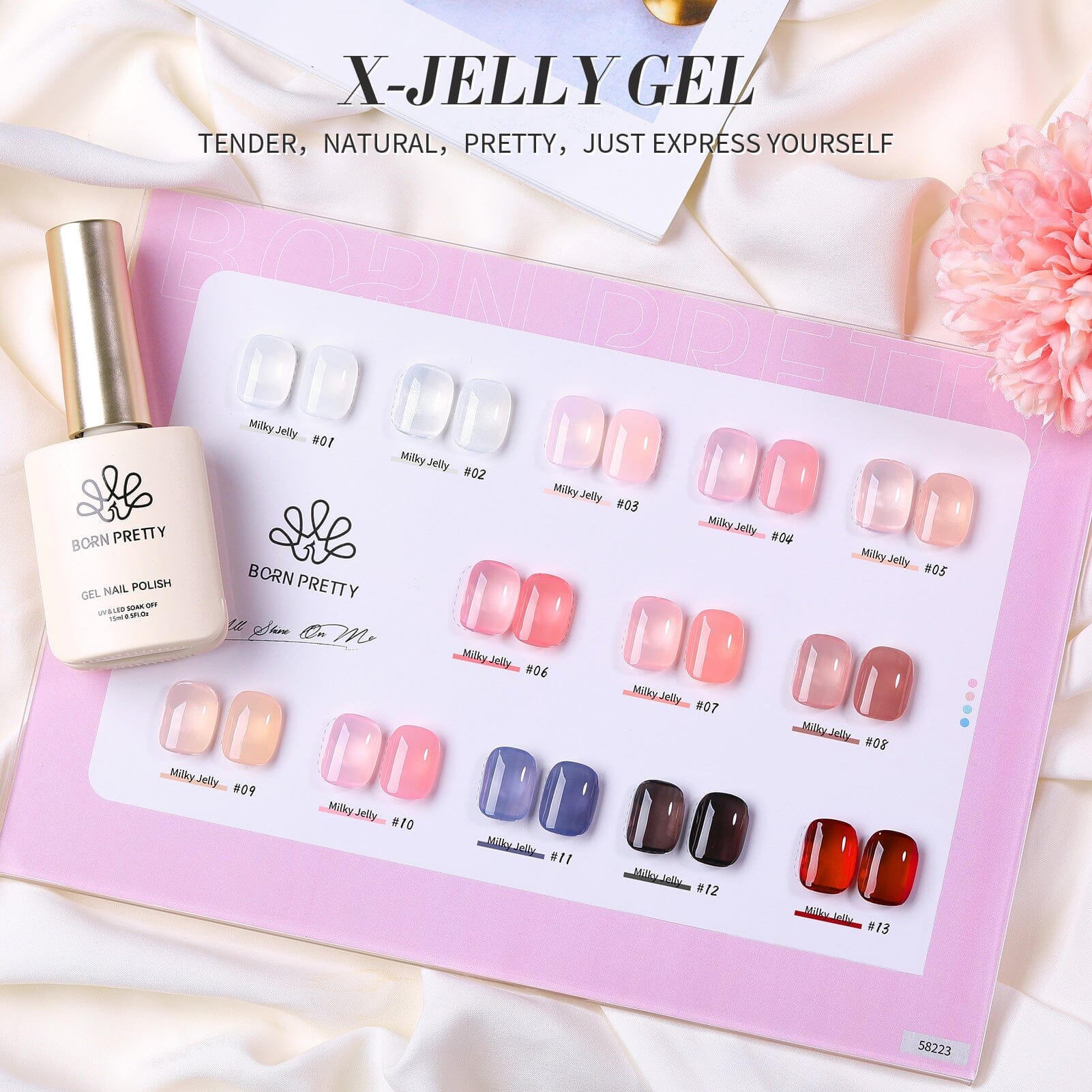 Hema Free Milky Jelly Gel #12 - 15ml Nail Art Builder Gel for Strong Natural Nails | Perfect for DIY Manicures & Salon Nail Extensions