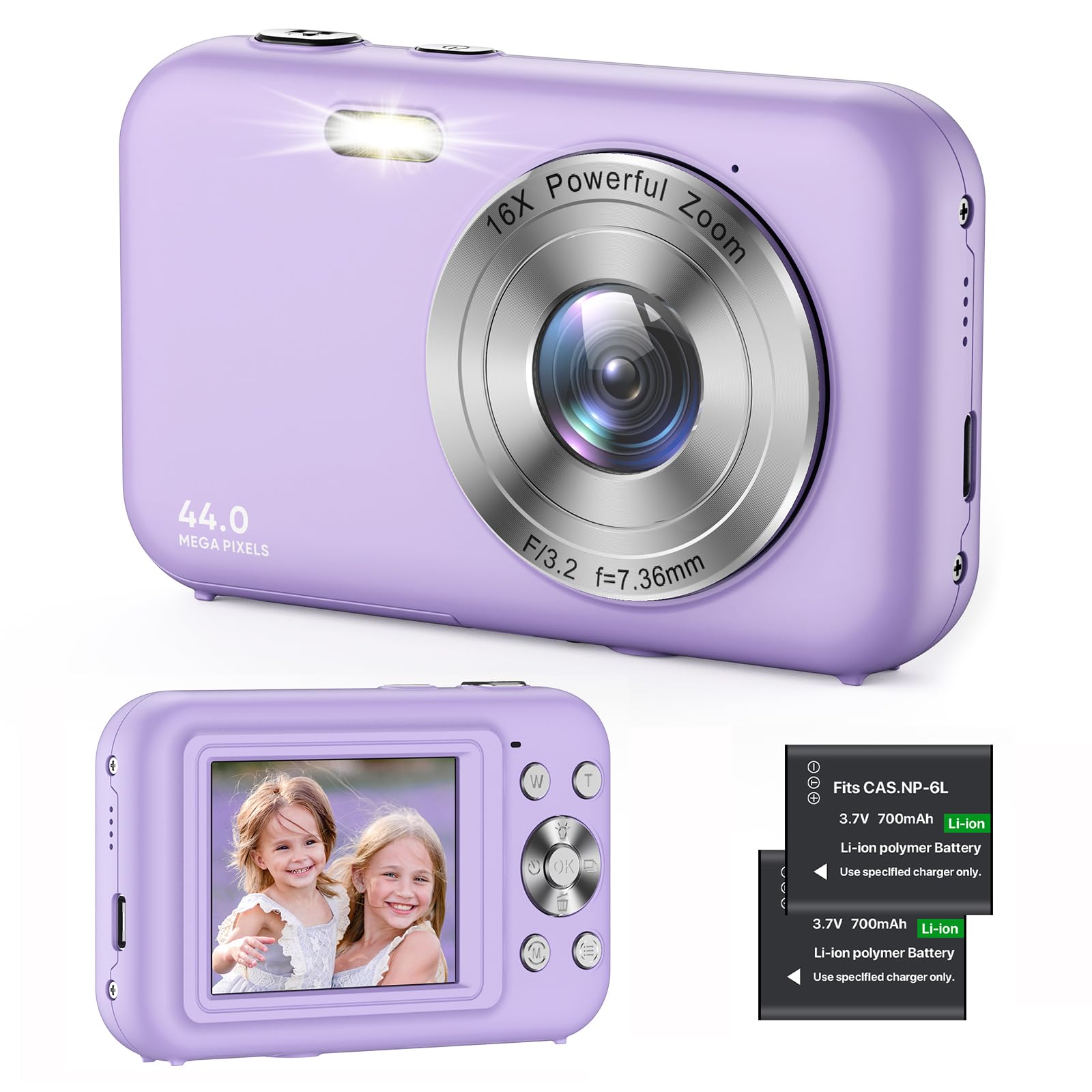 1080P Kids Digital Camera with 16X Zoom & 44MP Anti-Shake - Compact Point and Shoot Camera for Photography Beginners | Perfect Gift for Boys, Girls, Teens - Capture Birthday Parties, Travel Adventures & School Events