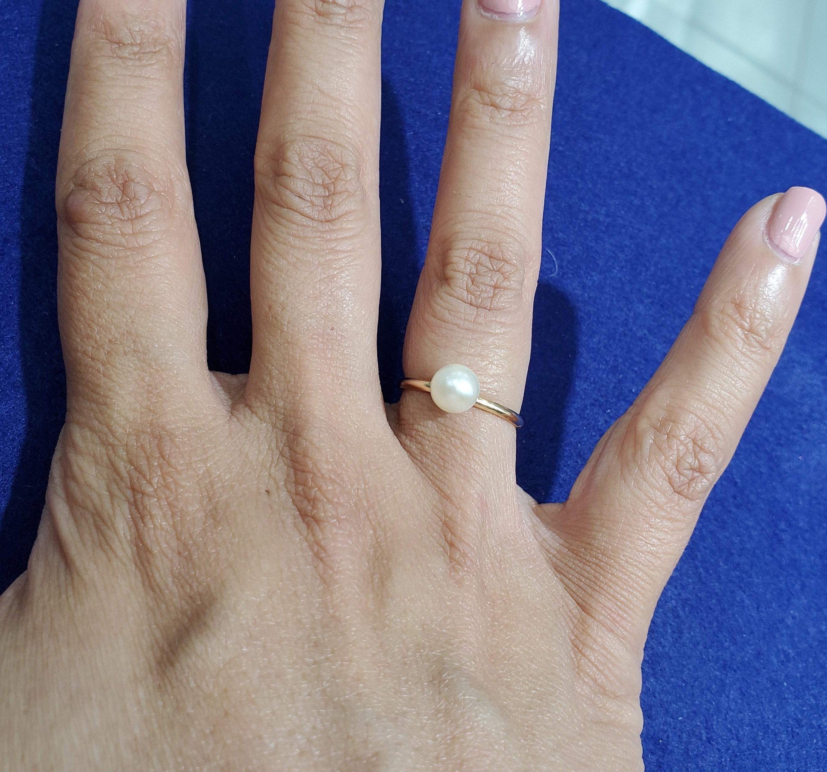 6MM Solitaire Pearl Ring in 14k Yellow Gold - Elegant Jewelry for Weddings, Anniversaries & Special Occasions