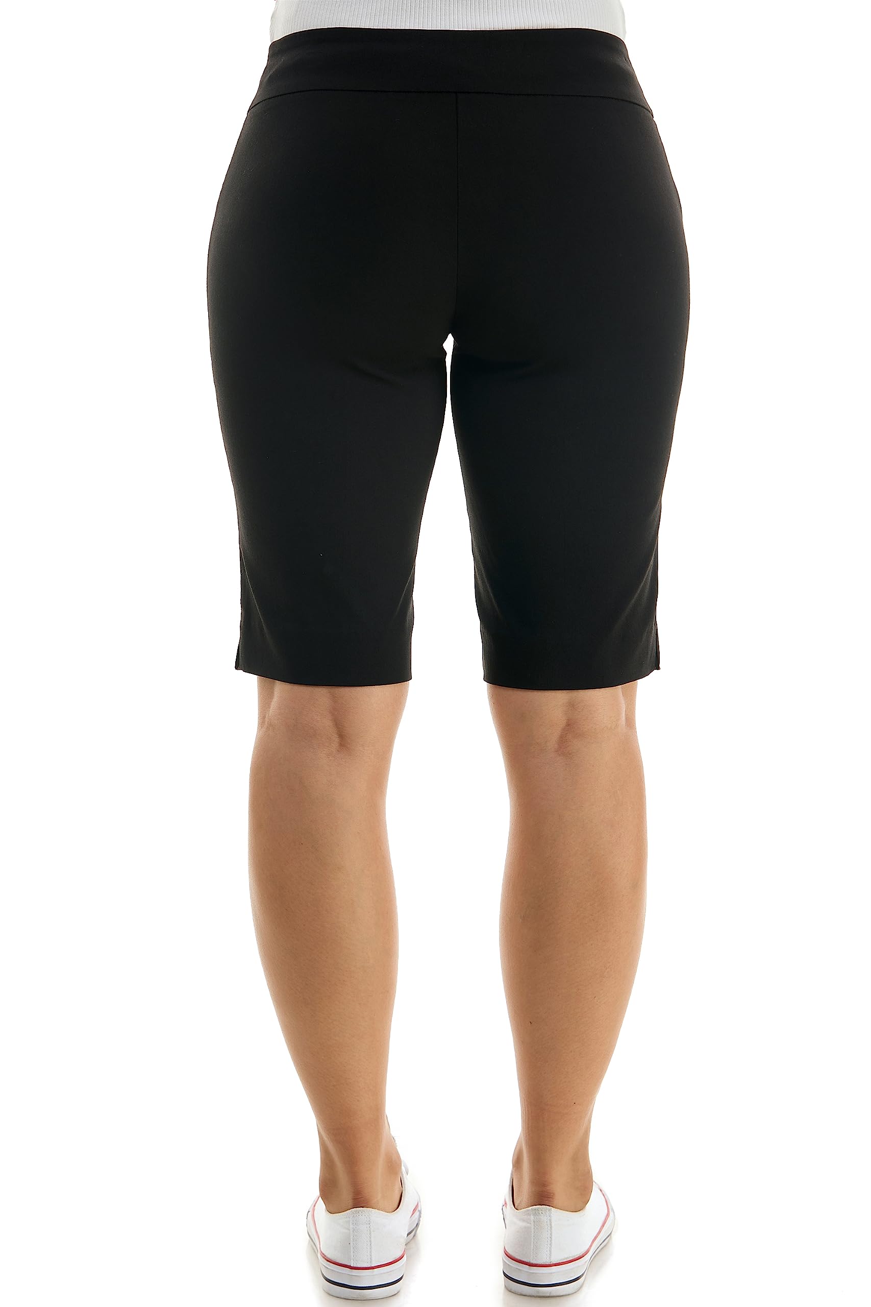 Zac & Rachel Women's Pull-On Bermuda Shorts - Comfortable Stretch Fabric, High Waist Casual Shorts for Summer, Beach, Travel & Lounge Wear