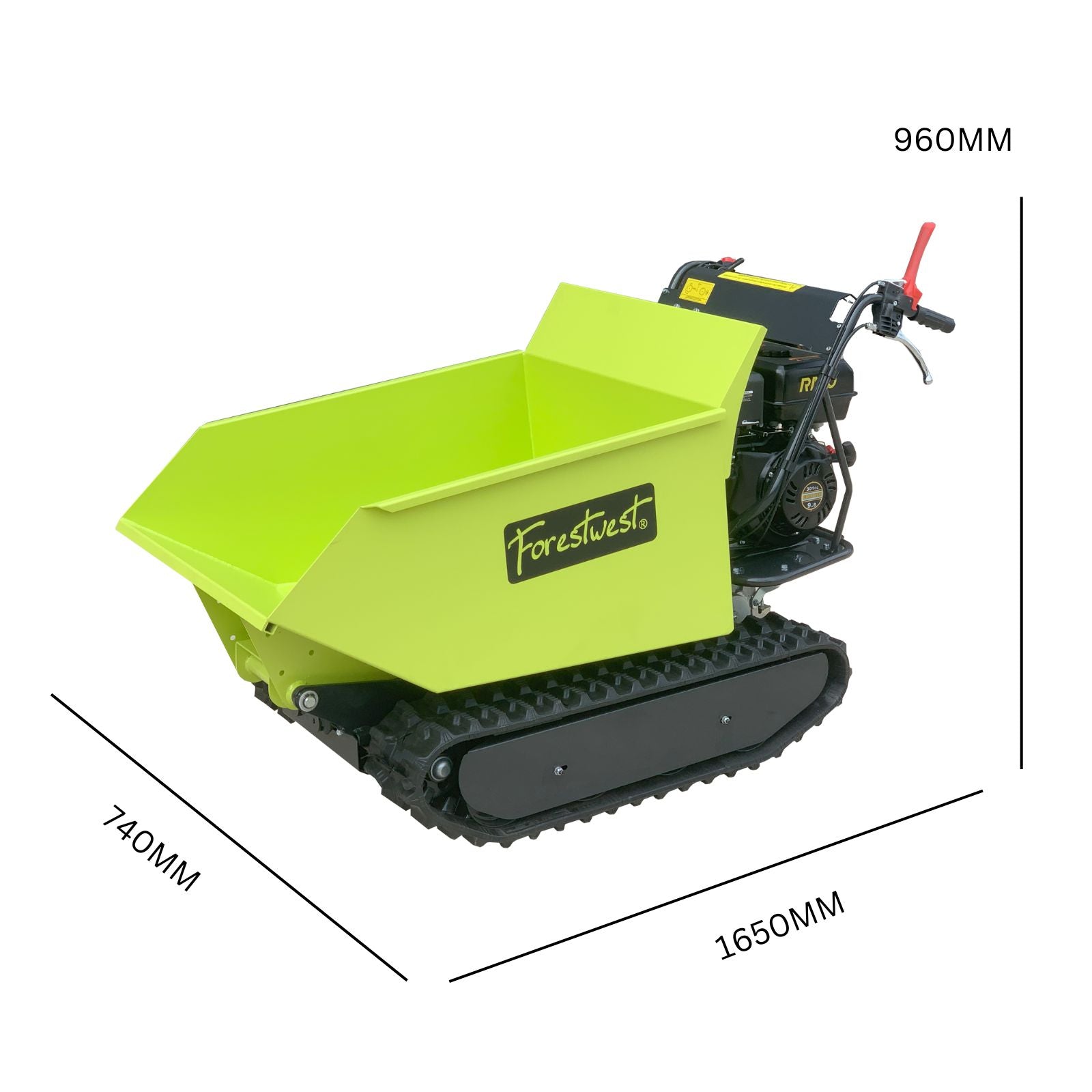 Forestwest 500KG Motorized Track Wheelbarrow with Hydraulic Lift BM11080B - Heavy Duty Construction Wheelbarrow for Landscaping, Gardening & Building Sites