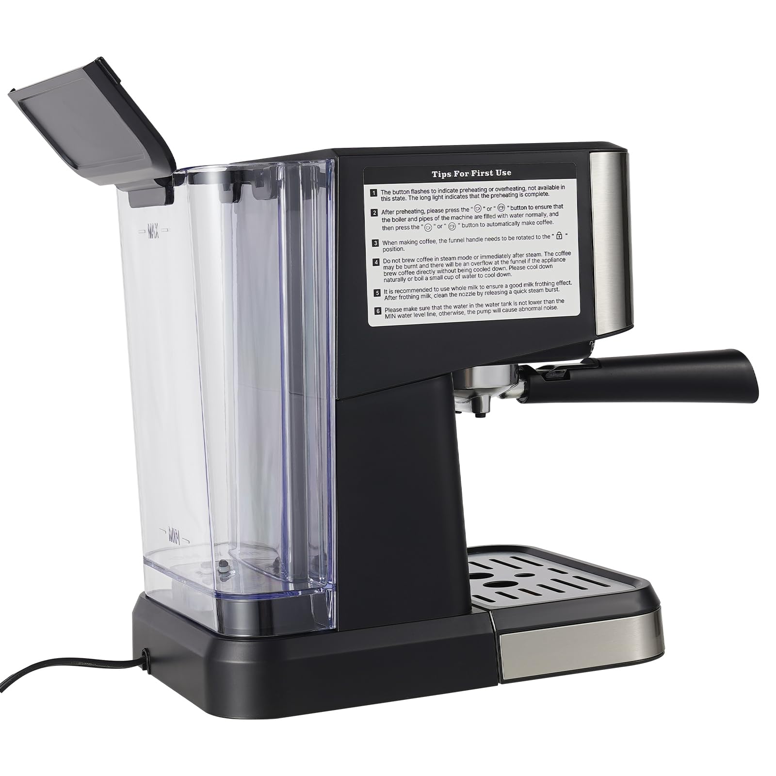 Premium 20 Bar Semi-Automatic Espresso Coffee Maker with Milk Frother Steam Wand - Perfect for Cappuccino, Latte & Espresso at Home - Large 50oz Removable Water Tank - Ideal for Kitchen, Office & Coffee Shop Use