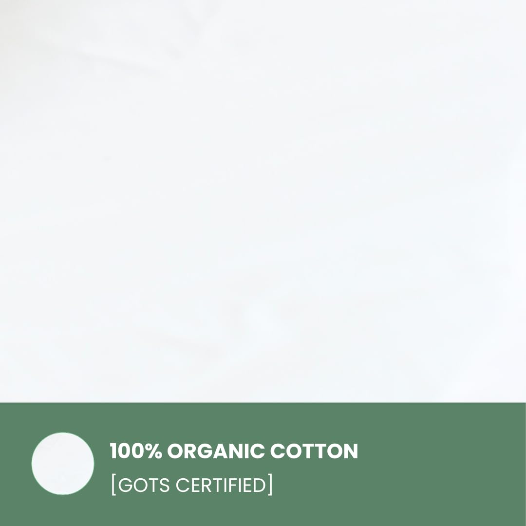 Organic Cotton Bed Sheets Set - Twin XL Size, White - 350 Thread Count, GOTS Certified, Breathable & Comfortable, Luxurious Soft Feel - Perfect for Bedroom, Dorm, Guest Room - All Season Use, Machine Washable