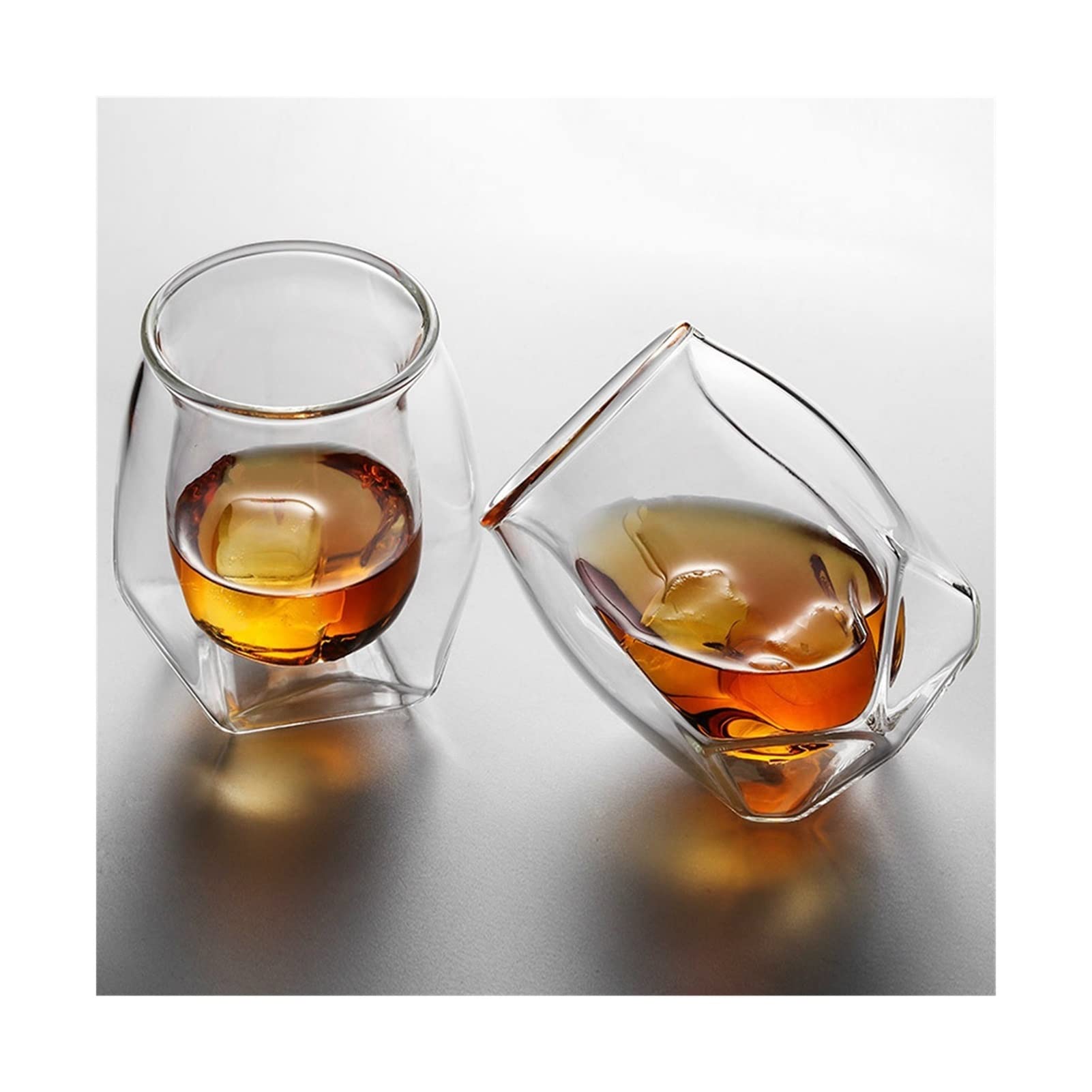 Premium Double Wall Whiskey Glasses Set - 12 oz Scotch & Brandy Tasting Cups - Tempered Glass Drinkware for Wine, Bourbon & Cocktails - Ideal for Home Bar, Gifts & Entertaining