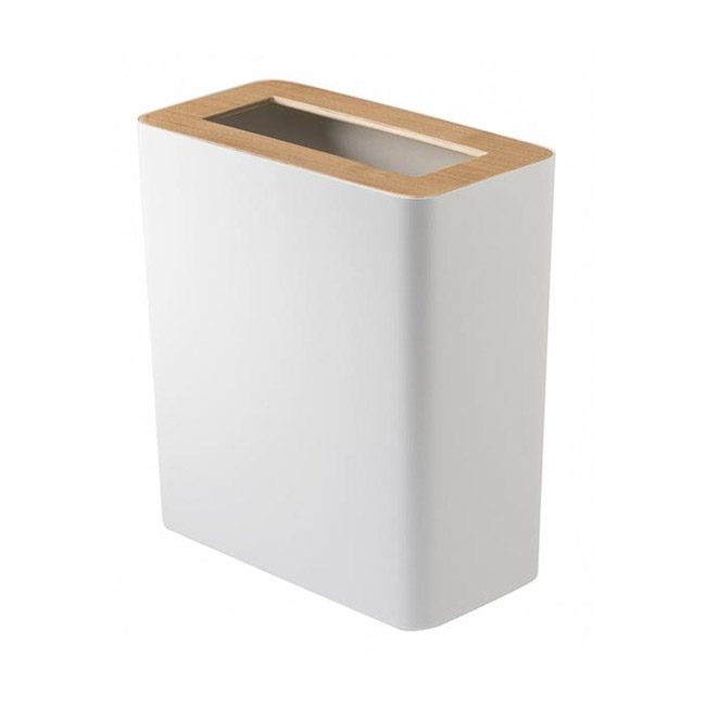 YAMAZAKI Rin White Square Trash Can & Paper Bin - Perfect for Office, Kitchen, and Bathroom Waste Disposal