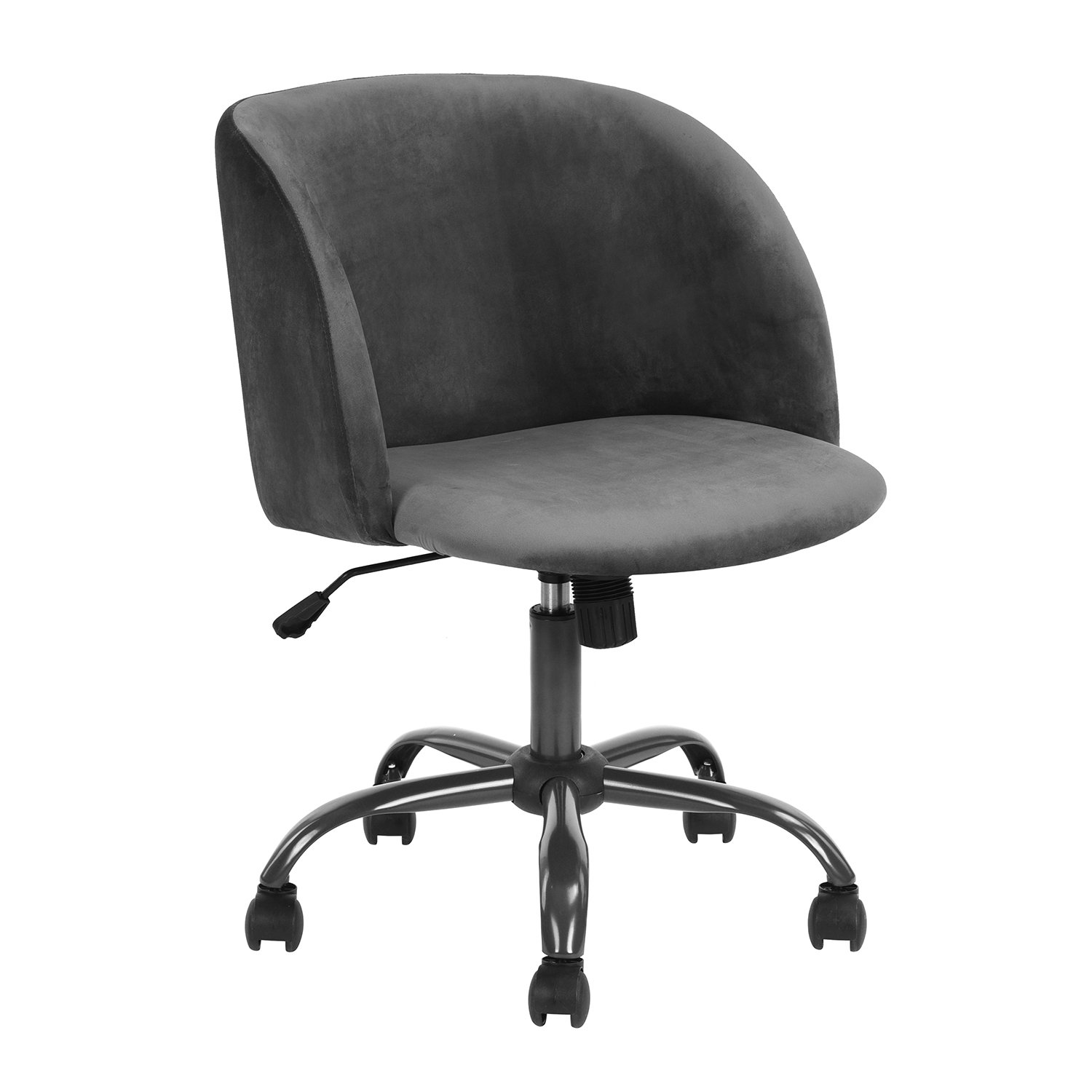 Velvet Office Desk Chair - Mid Back Adjustable Tilt Swivel Rolling Task Chair Without Armrest, Upholstered Study Chair for Living Room & Bedroom (Gray) - Perfect for Home Office, Gaming & Workspace