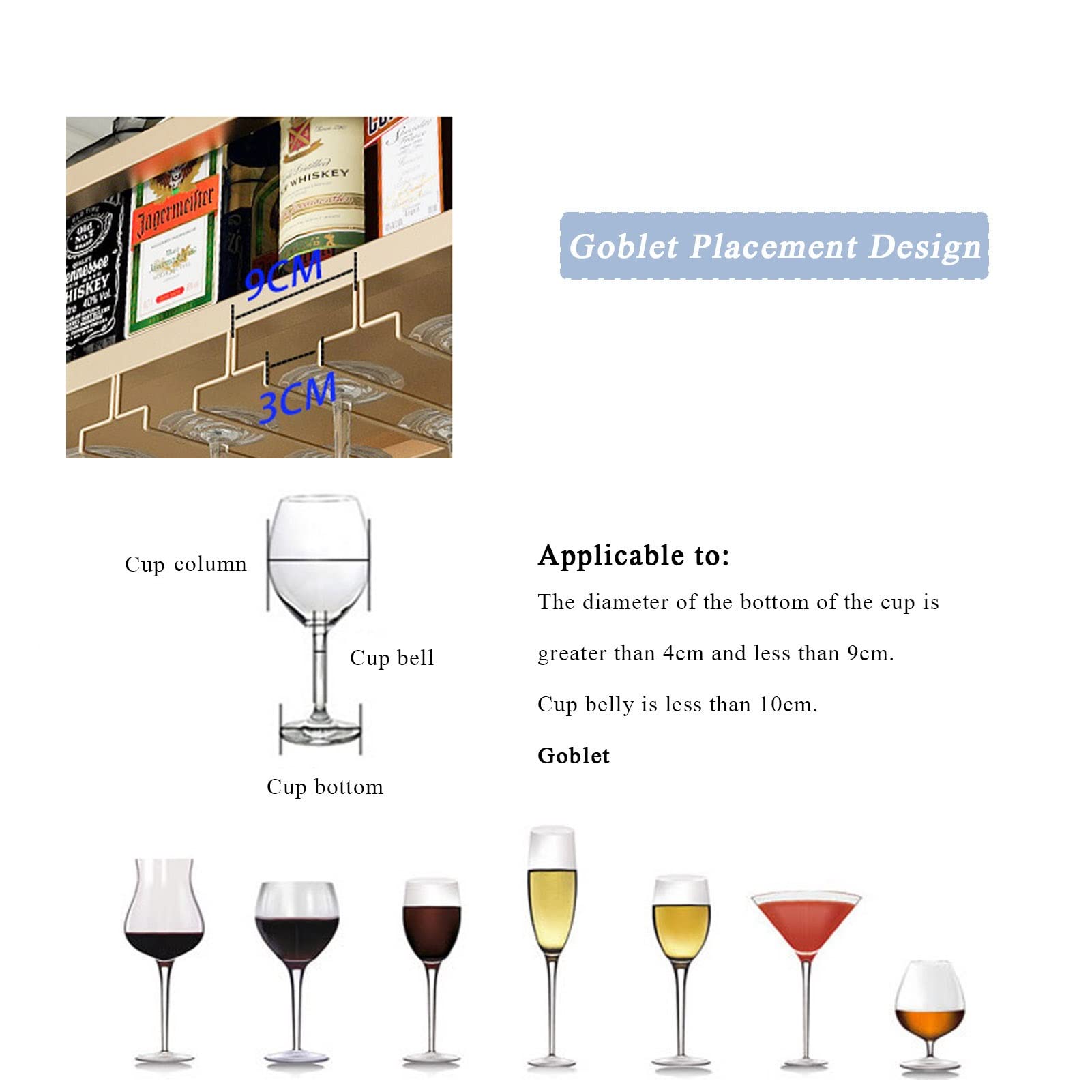 Hanging Wine Bottle Holder - Metal Wall Mounted Wine Rack for Stemware & Champagne Glasses Storage - Space Saving Kitchen, Bar, Restaurant Decor (80x80cm) - Perfect for Home Entertaining & Commercial Use