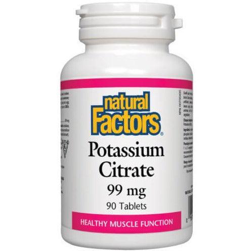 Natural Factors Potassium Citrate 99mg - 90 Tablets | Supports Heart Health & Muscle Function | Ideal for Athletes & Active Lifestyles