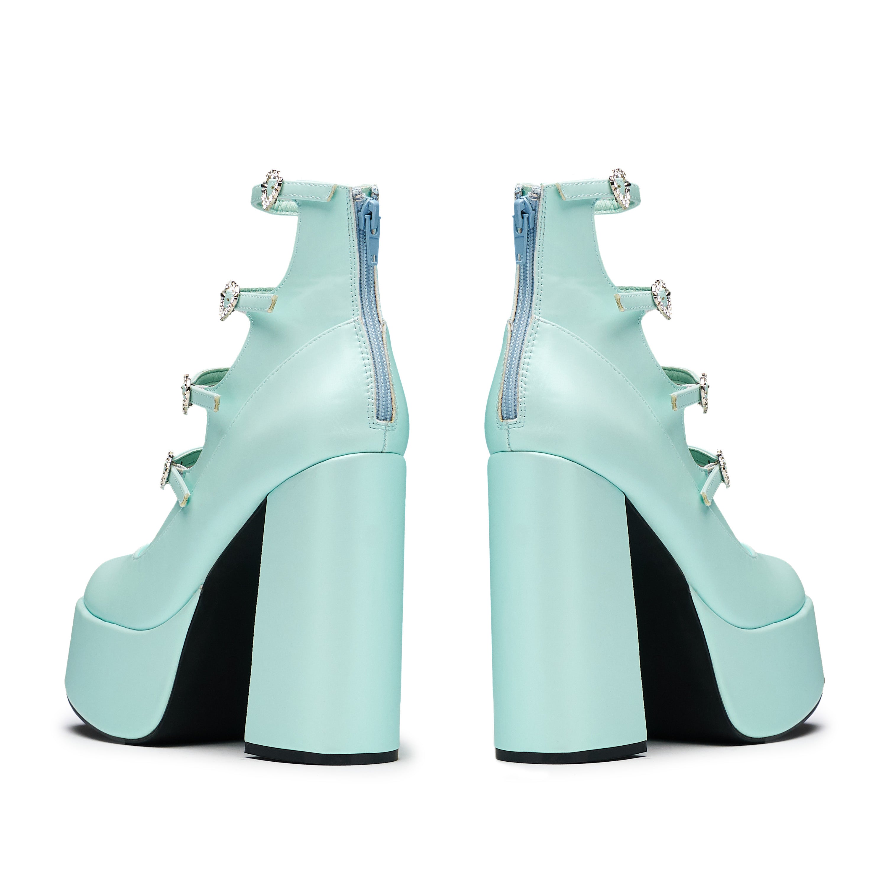 Pearl Dewdrop Platform Heels for Women - Blue Chunky High Heels | Perfect for Parties, Weddings & Evening Events