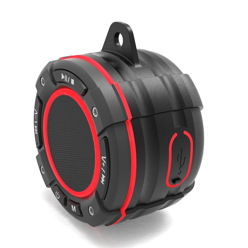 7-Level Waterproof Bluetooth Speaker - TWS Wireless Sound Bar with Suction Cup, LED Lights, Portable for Outdoor Sports, Pool, Beach, Shower (Black)