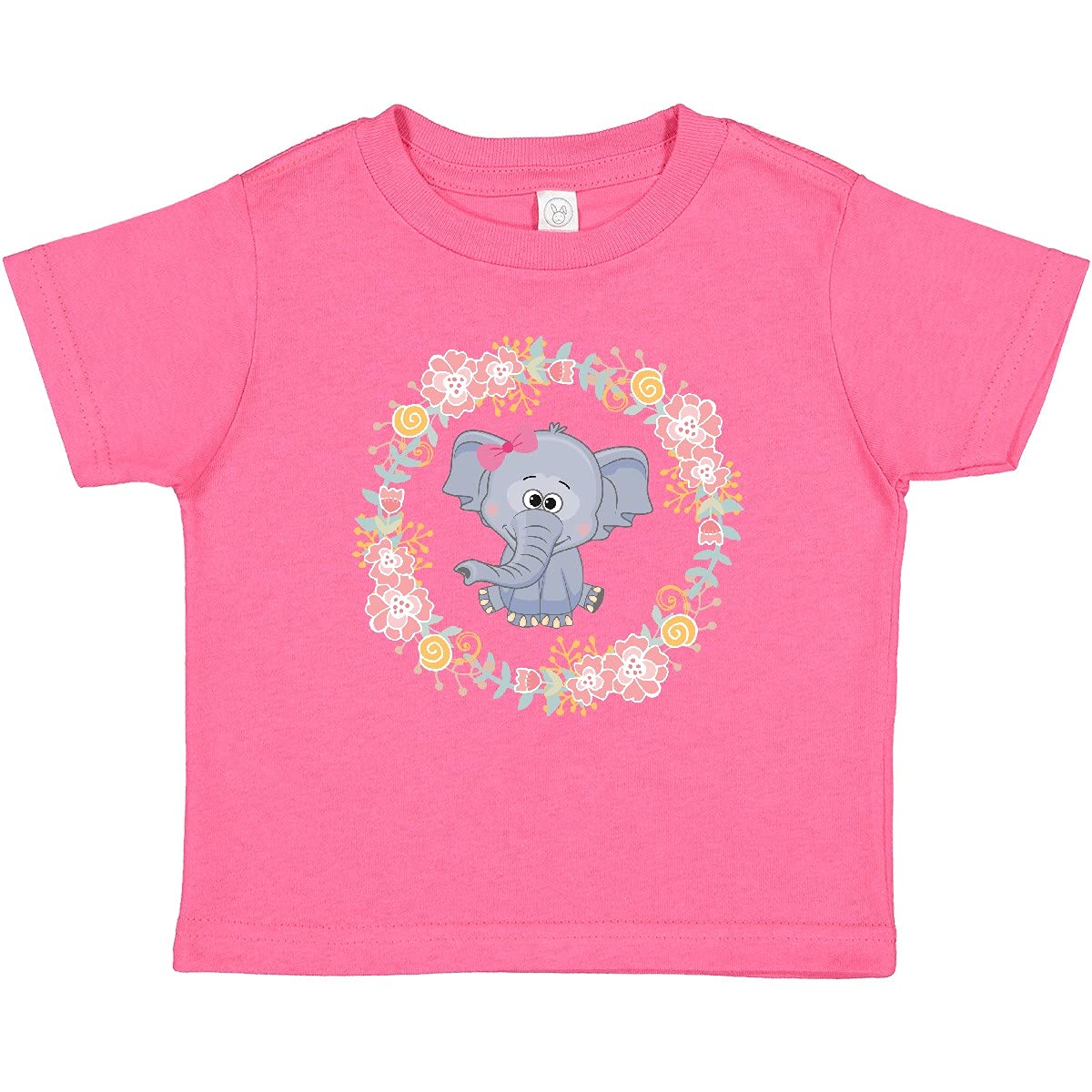 Inktastic Girl Elephant Rose Wreath Baby T-Shirt - Cute Animal Graphic Tee for Toddlers & Infants - Perfect for Playdates, Birthday Parties & Family Photos