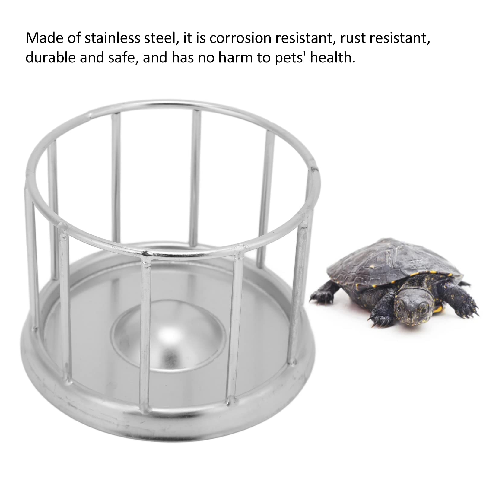 Stainless Steel Reptile Food Dish - Round Railing Design Water Tray for Tortoise, Lizard & Turtle - Durable Pet Feeding Bowl for Vivarium, Home or Pet Store Use - Perfect for Easy Cleaning & Hygienic Reptile Feeding