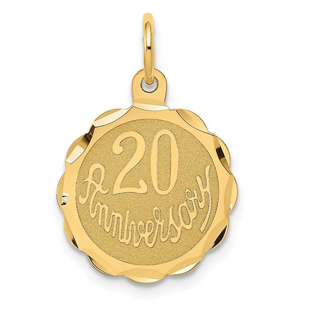 14K Yellow Gold Happy 20th Anniversary Charm Pendant - Elegant Jewelry Gift for Wife, Mom, Sister | Perfect for Anniversaries, Birthdays & Special Occasions