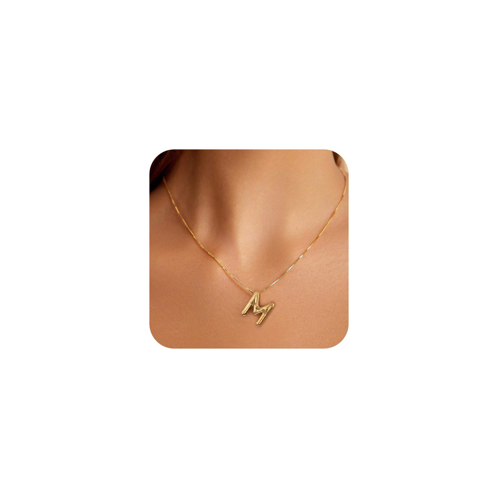 BAYLAY 18K Gold Filled Balloon Bubble Letter Necklace for Women - Personalized Initial Necklace, Dainty Gold Pendant, Gift for Her | Birthday, Anniversary, Valentine's Day Jewelry Present