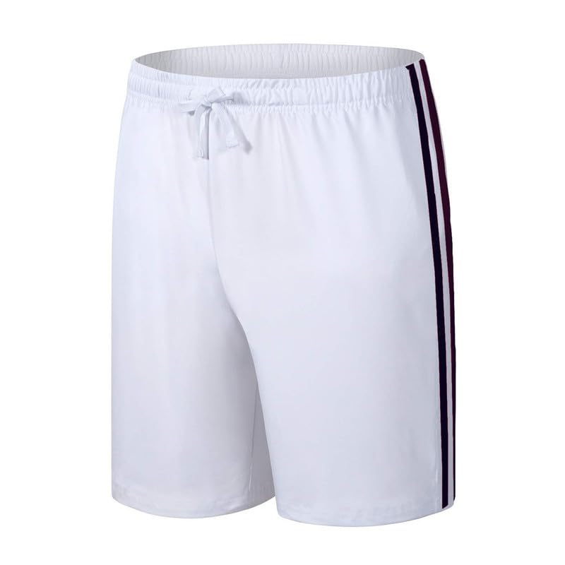 Men's Athletic Shorts - Breathable Polyester Workout Shorts for Running & Gym - White Sports Shorts for Men | Perfect for Jogging, Training & Casual Wear