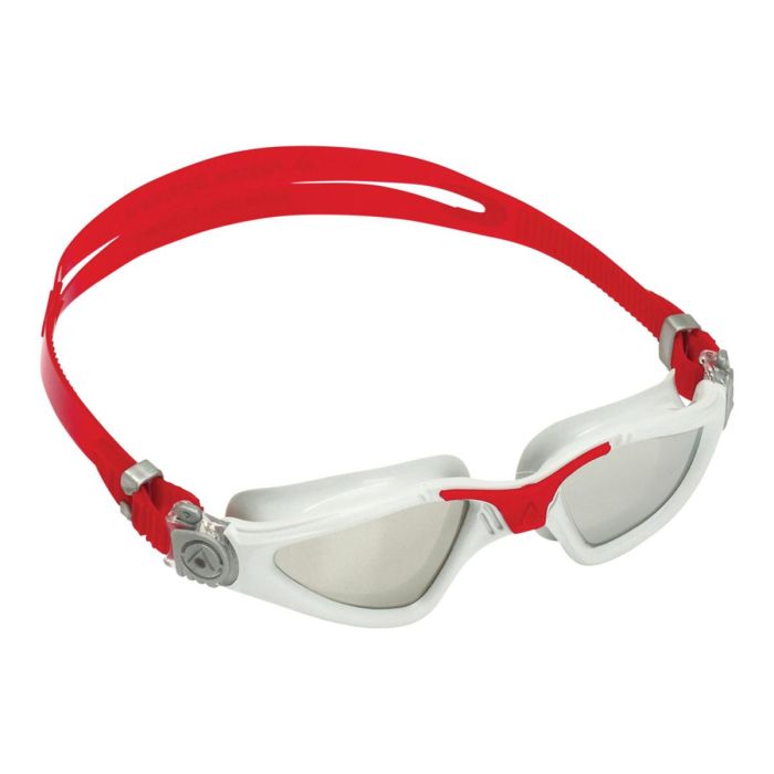 Aqua Sphere Kayenne A1 Swimming Goggles - Gray/Red with Silver Titanium Mirrored Lens for Competitive Swimming & Outdoor Water Sports