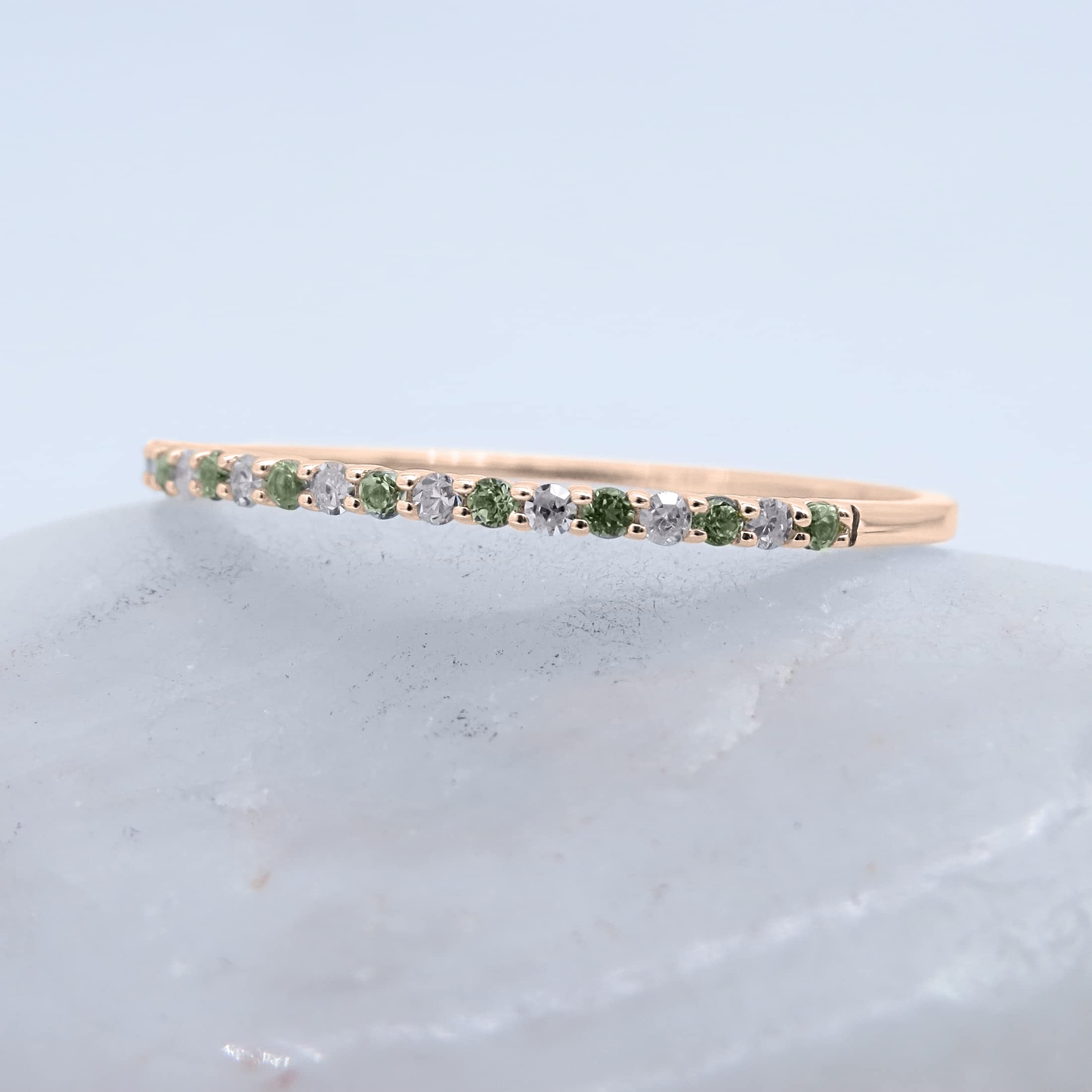 Dazzlingrock Women's Solid Gold Round Peridot & Diamond Stackable Wedding Band Ring - Elegant Bridal Jewelry for Engagement, Anniversary & Special Occasions