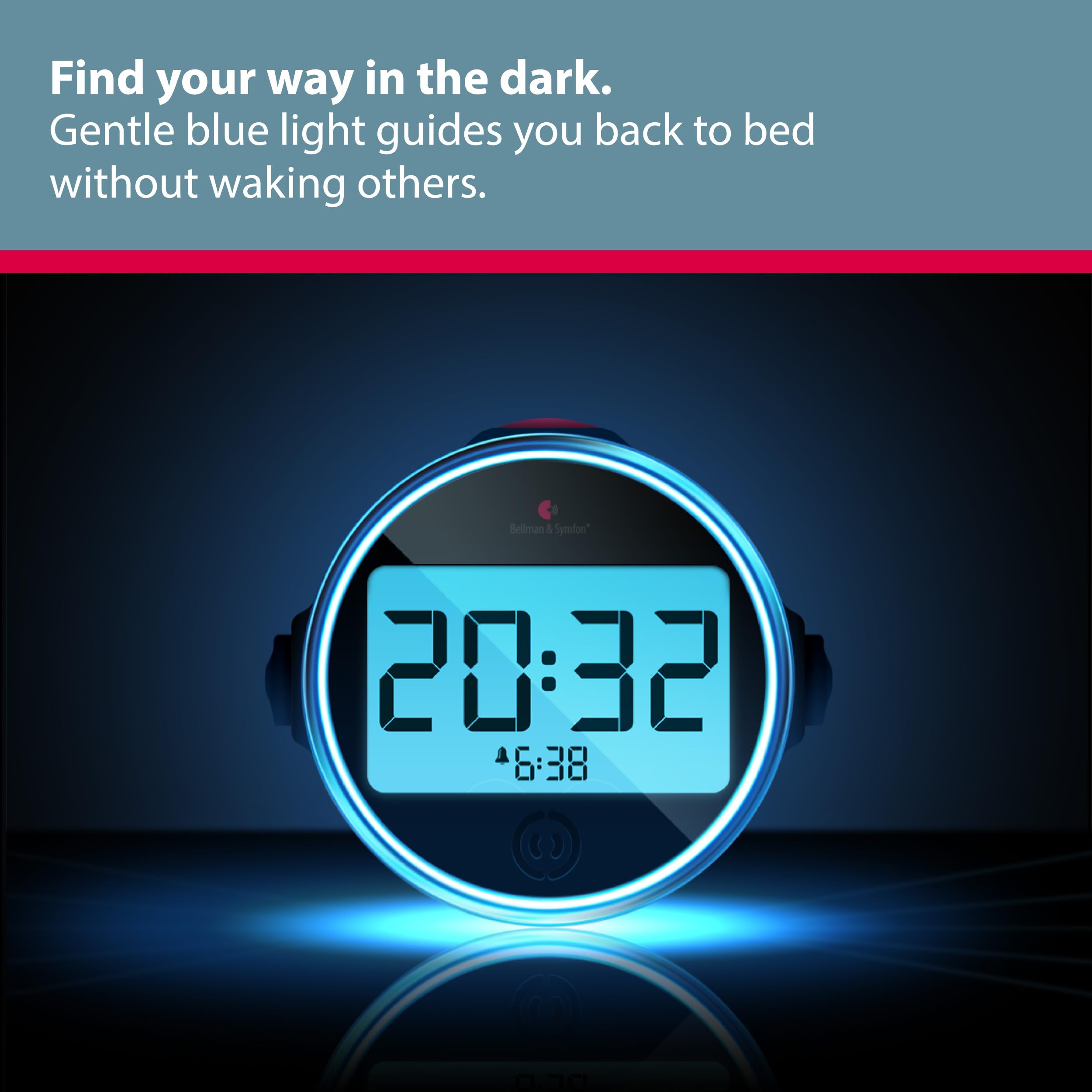 Bellman & Symfon Vibrating Alarm Clock Pro with Bed Shaker - Loud Alarm & Flashing LED Lights for Heavy Sleepers, Hard of Hearing & Deaf - Perfect for Home, Travel & Dorm Rooms