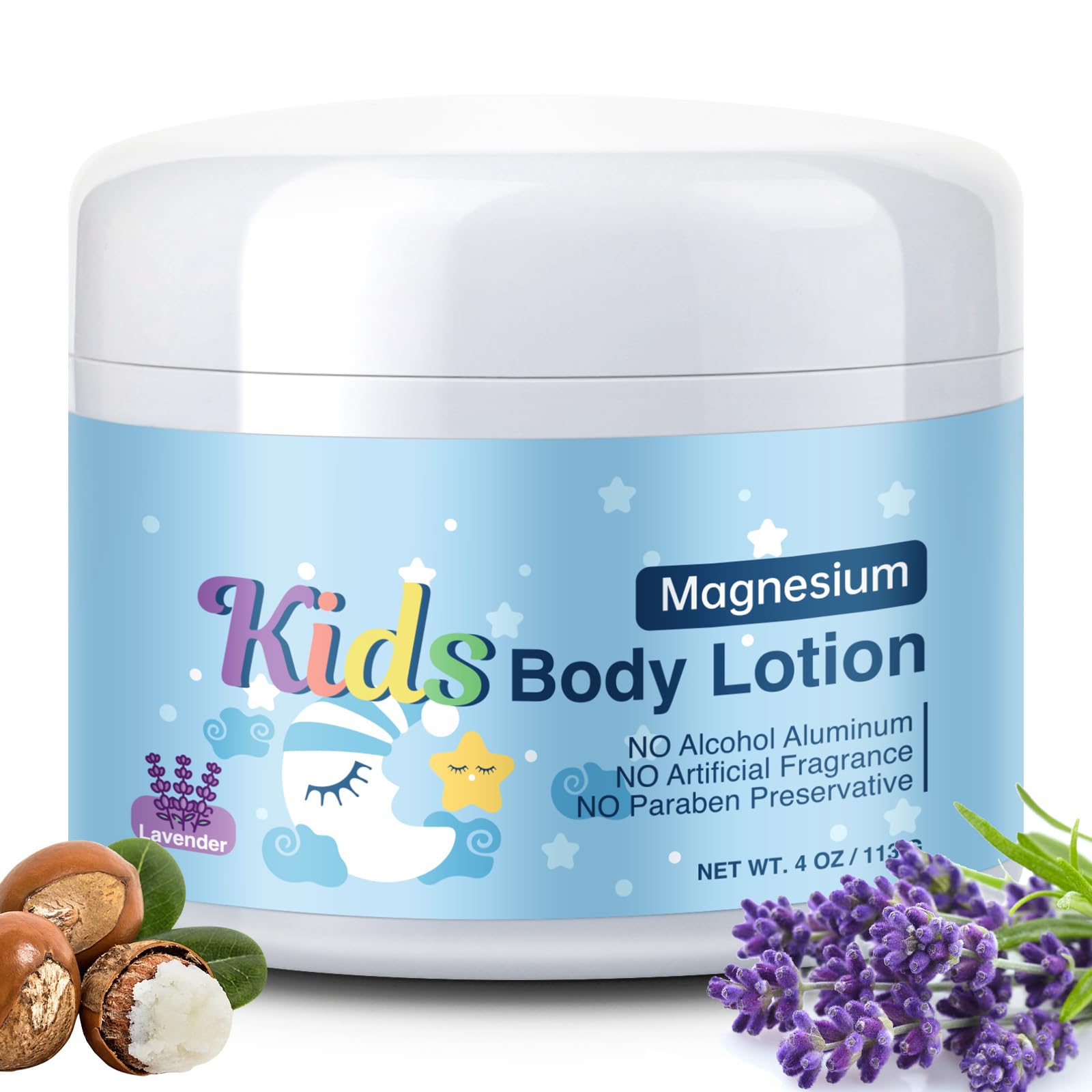 Best Magnesium Lotion for Kids & Babies - Calming Lavender Sleep Cream for Leg Cramps, Bone & Muscle Relaxation - Natural Bedtime Magnesium Oil Lotion (4oz) - Perfect for Nighttime Routine & Foot Massage