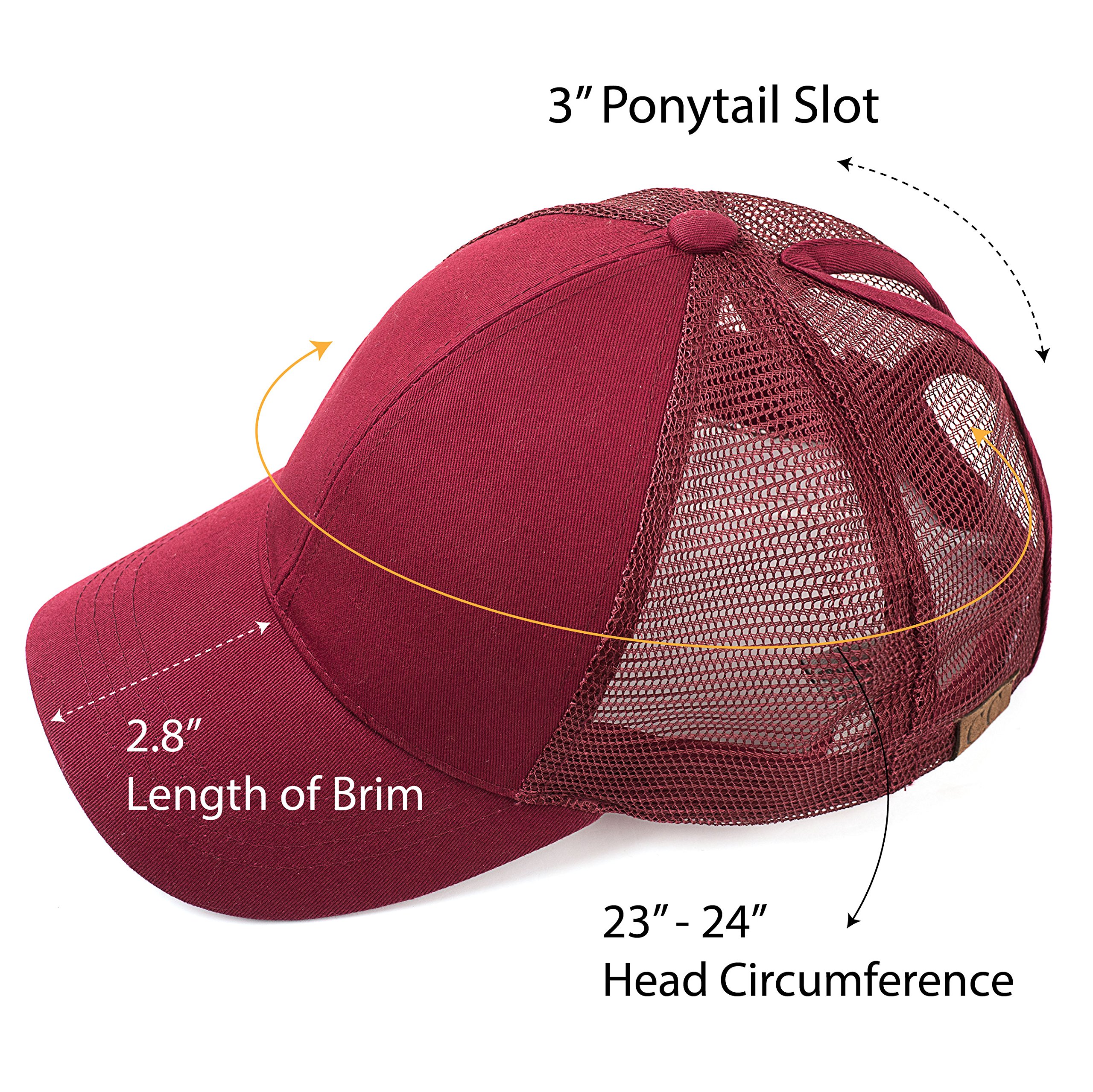 Stylish Ponytail Baseball Cap for Women - C.C Hatsandscarf Trucker Hat with Messy Bun Opening (BT-6) - Perfect for Running, Gym, and Outdoor Activities