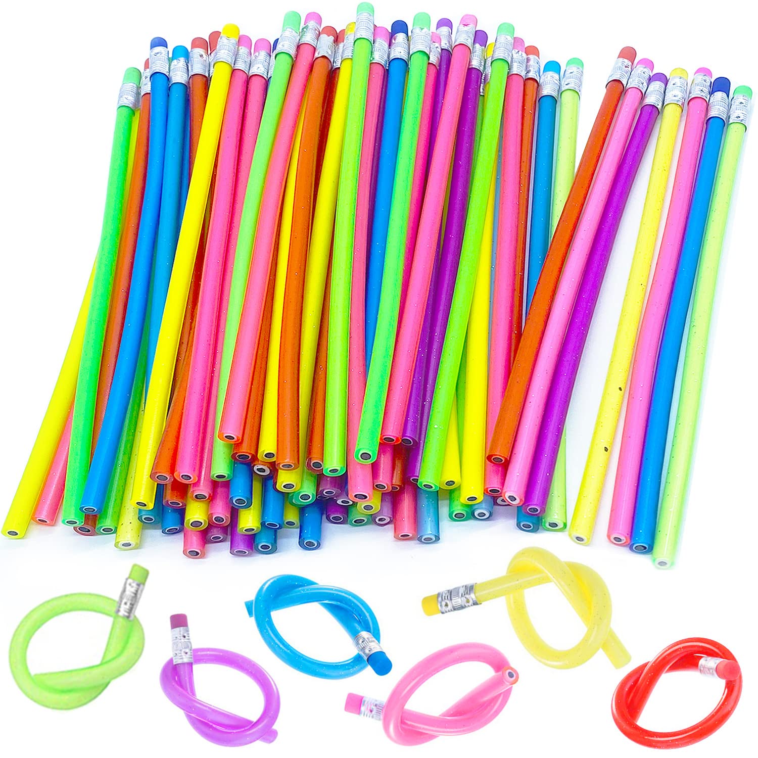 30 Pack Colorful Flexible Bendable Pencils with Erasers - Soft Magic Writing Pencils for Kids, School Supplies, Art & Drawing - Perfect for Classroom, Homework & Creative Play