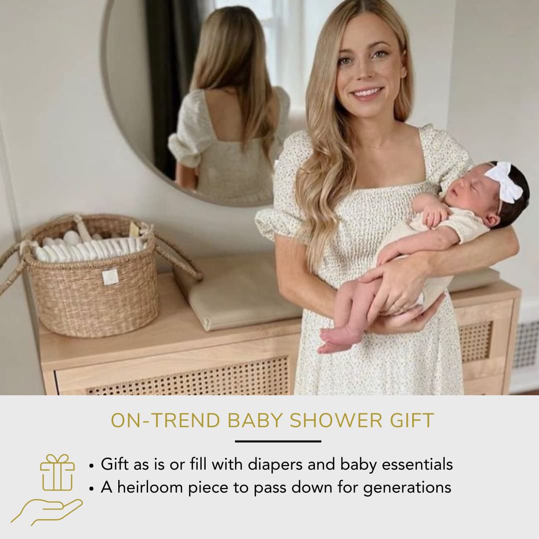 Premium Organic Baby Nursery Bundle - Handmade Matching Baby Changing Basket & Diaper Caddy Organizer for Newborn Essentials | Perfect for Nursery Organization & Baby Shower Gifts