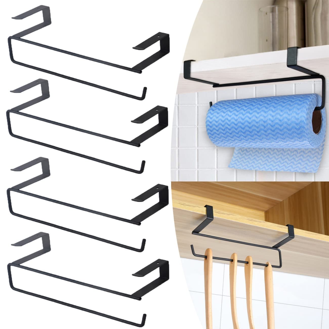 Stainless Steel Wall Mount Paper Towel Holder - Under Cabinet, 8.7 Inch, Rustproof for Kitchen, Bathroom, Door (Inside/Outside) - Perfect for Easy Access to Paper Towel Rolls While Cooking or Cleaning