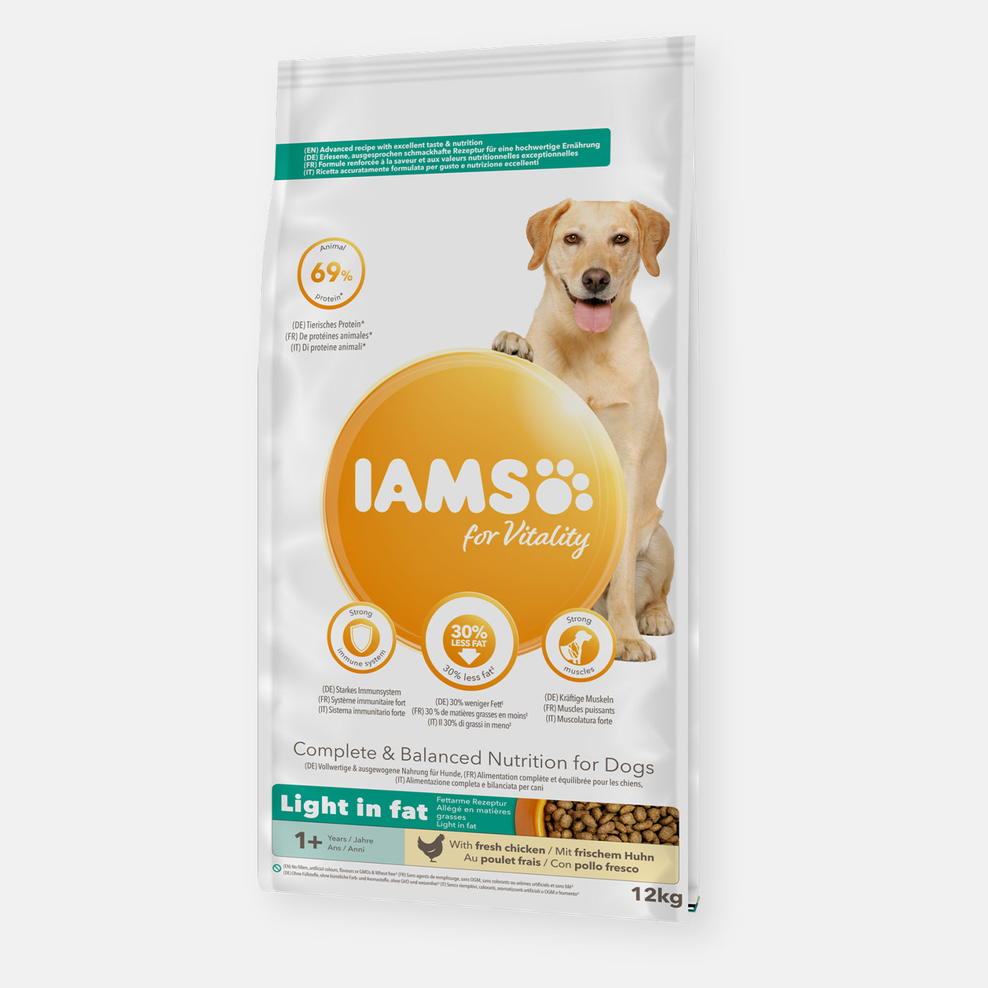 IAMS Proactive Health Light Adult Dry Dog Food with Real Chicken - High Protein, Low Fat Recipe for Weight Management & Healthy Digestion - Perfect for Indoor & Less Active Dogs