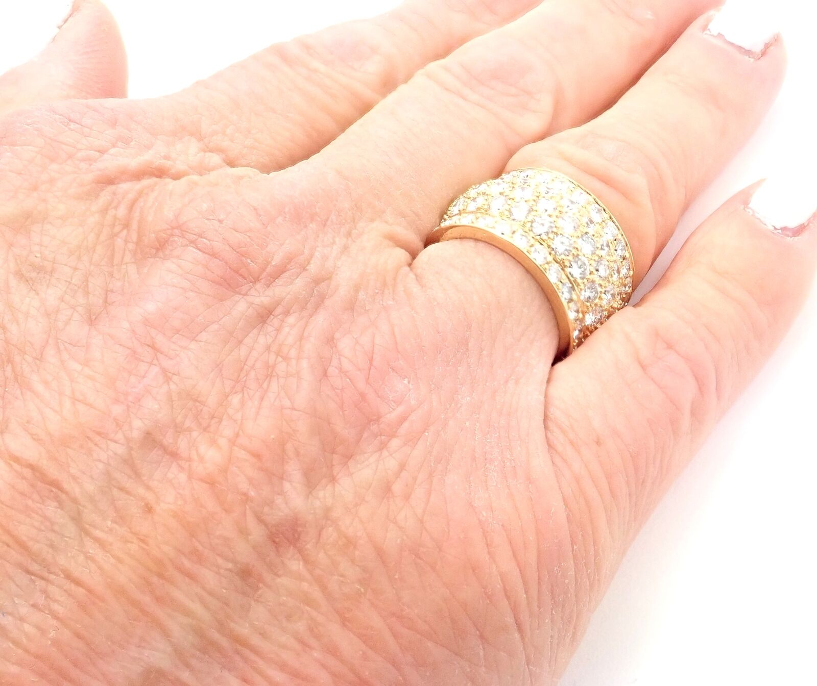 Authentic Cartier Nigeria 18k Yellow Gold Diamond Wide Band Ring Size 53 - Luxury Wedding Band & Anniversary Gift for Her