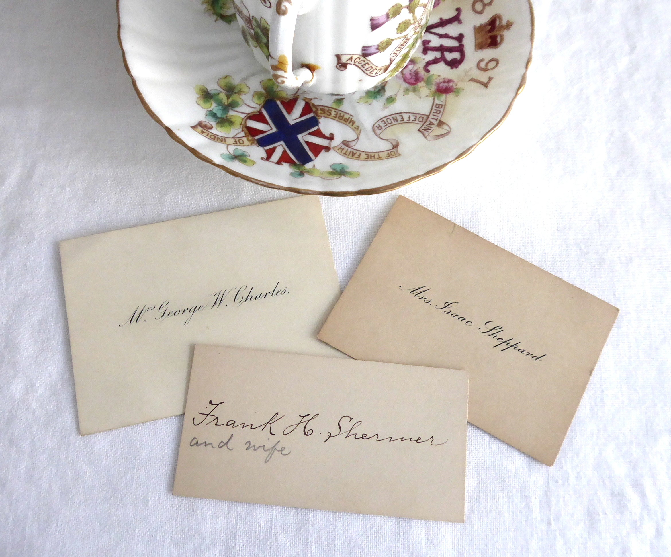 Victorian Style Set of 3 Antique Calling Cards - Elegant Visiting Cards & Gift Cards for Tea Party Decor, Wedding Favors, Vintage Ephemera Collectibles (1890s Inspired)