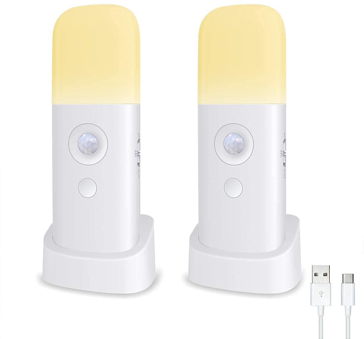 Motion Sensor Night Light for Kids - 2000mAh Rechargeable Battery Operated LED Table Lamp, 5-Level Dimmable Nursery Light for Bedroom, Bathroom & Hallway - Perfect for Nighttime Feeding, Bathroom Visits & Safe Navigation