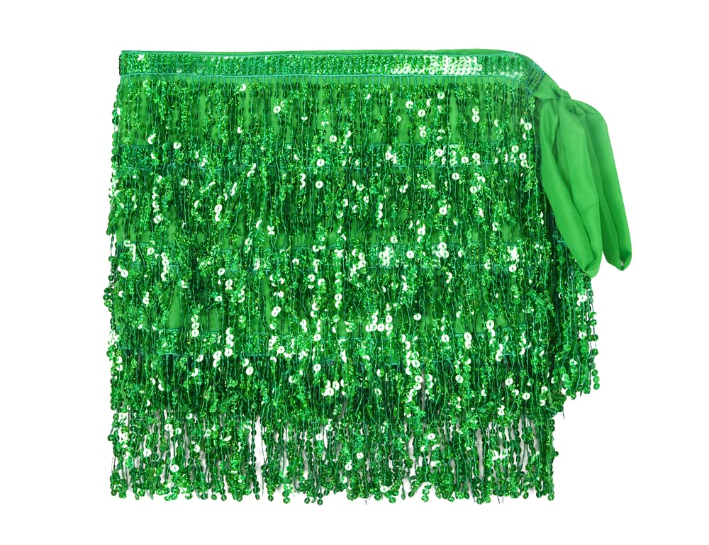 Kayamiya Women's Sequin Tassel Hip Skirt - Belly Dance Scarf Wrap with Fringe for Rave, Festival & Party Wear - Sexy Bohemian Dance Skirt for Performances & Costume Parties
