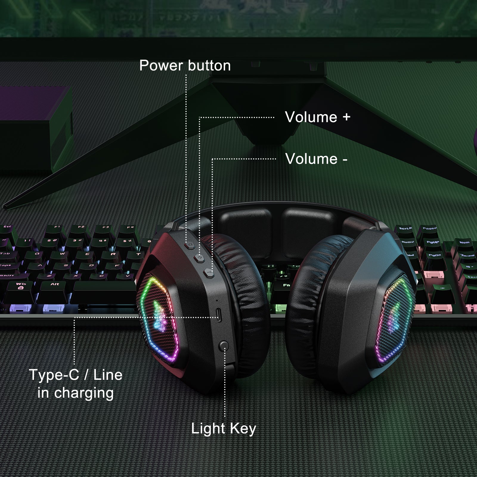 ONIKUMA B100 Wireless Gaming Headset - Bluetooth 2.4G & Wired 3-Mode Lightweight Over-Ear Headphones for PC, PS5, Xbox - Perfect for Esports, Streaming & Online Gaming