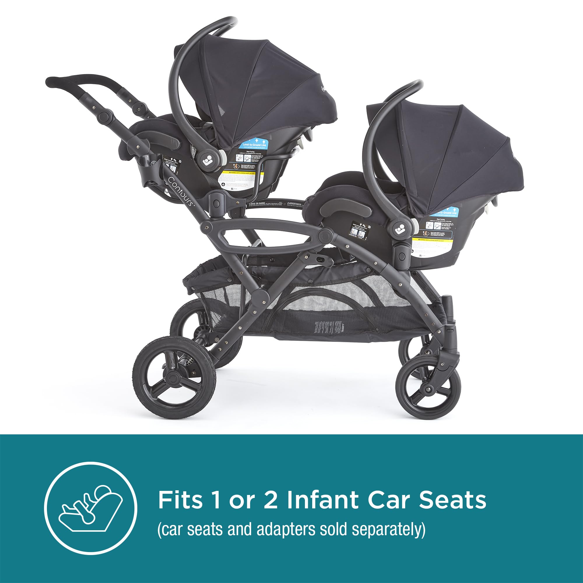 Contours Options Elite V2 Convertible Tandem Double Stroller for Baby & Toddler - Reversible Seats, Car Seat Compatible, Easy Fold - Perfect for Twins, Shopping & Travel - Gray