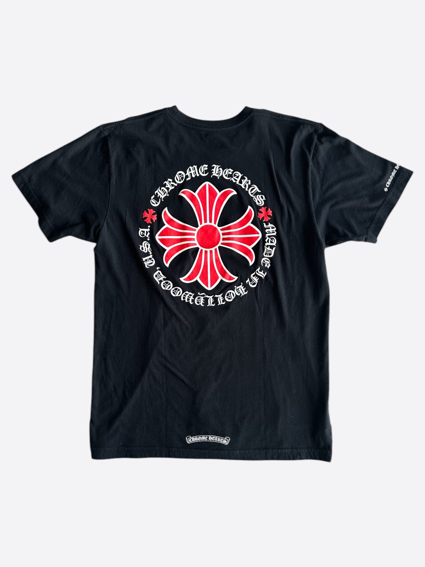 Chrome Hearts Black & Red Cross Logo T-Shirt for Men - Stylish Graphic Tee for Casual Wear & Street Fashion
