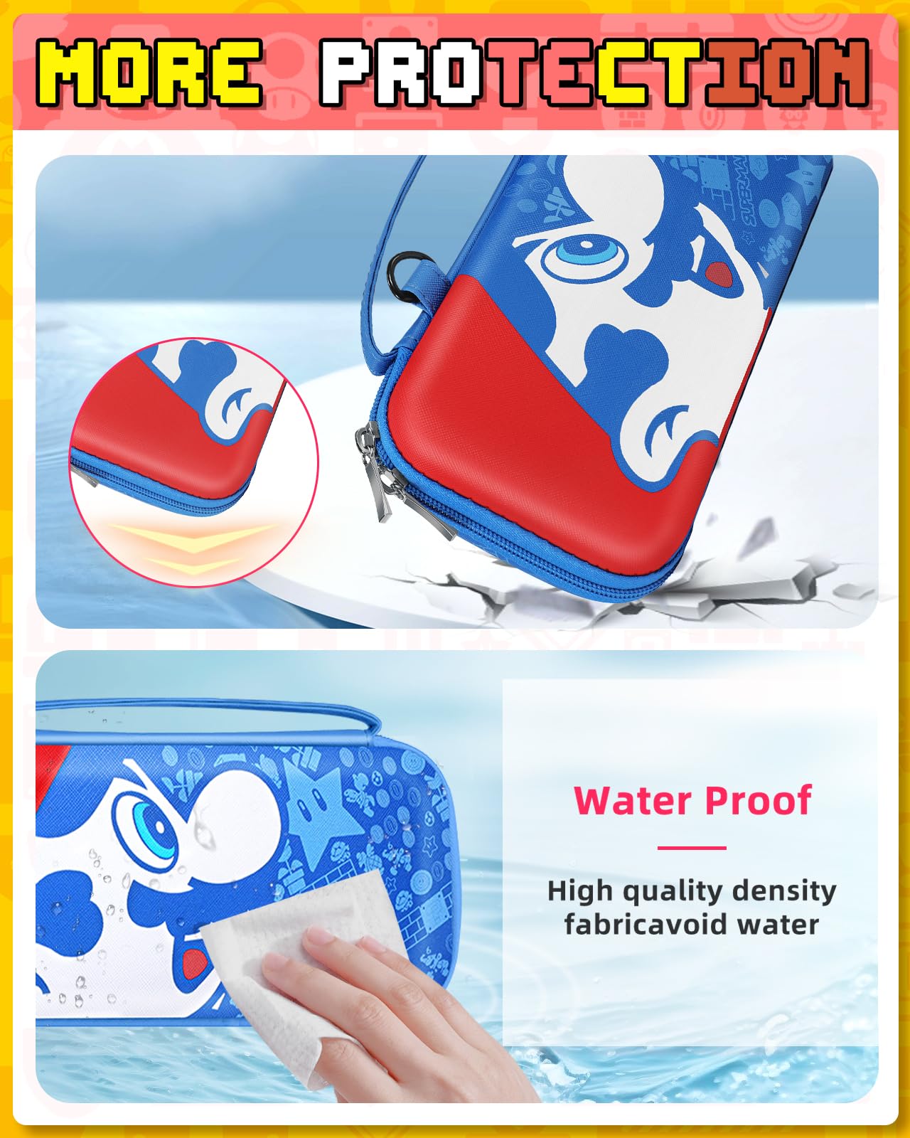 Cute Nintendo Switch/Switch OLED Carrying Case - Portable Hard Shell Travel Storage Bag for Teen Boys & Girls | Funny Cartoon Design | Protective Pouch for Switch Accessories (Blue Mali) - Perfect for Travel, School & Gaming On-The-Go