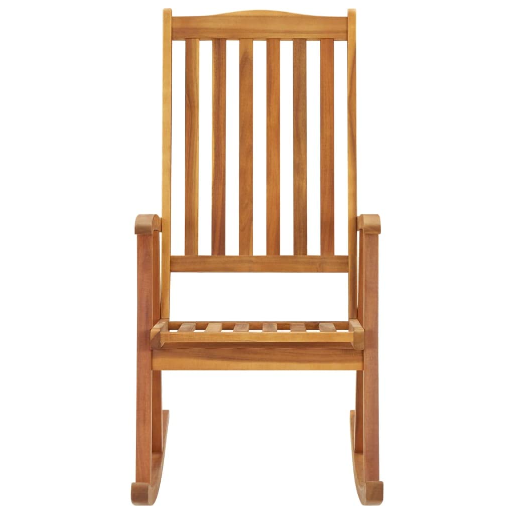 vidaXL Rocking Chair - Indoor/Outdoor Patio Furniture with Waterproof Cushions, Solid Acacia Wood Construction, Brown & Green Retro Design | Perfect for Porch, Garden & Living Room Relaxation