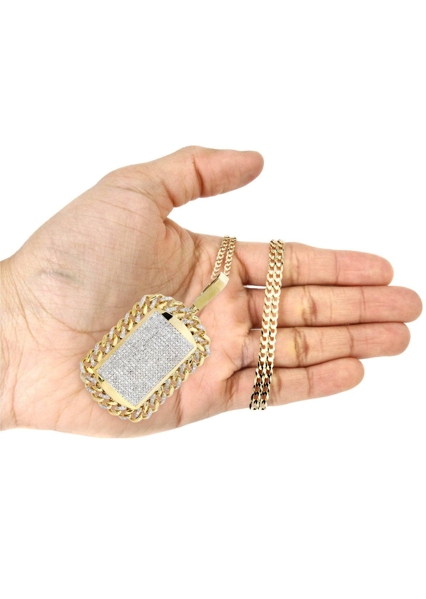 14K Yellow Gold Dog Tag Diamond Necklace for Men - 4.65 Carat Real Diamond Pendant - Perfect for Gifts, Anniversaries & Everyday Luxury Wear